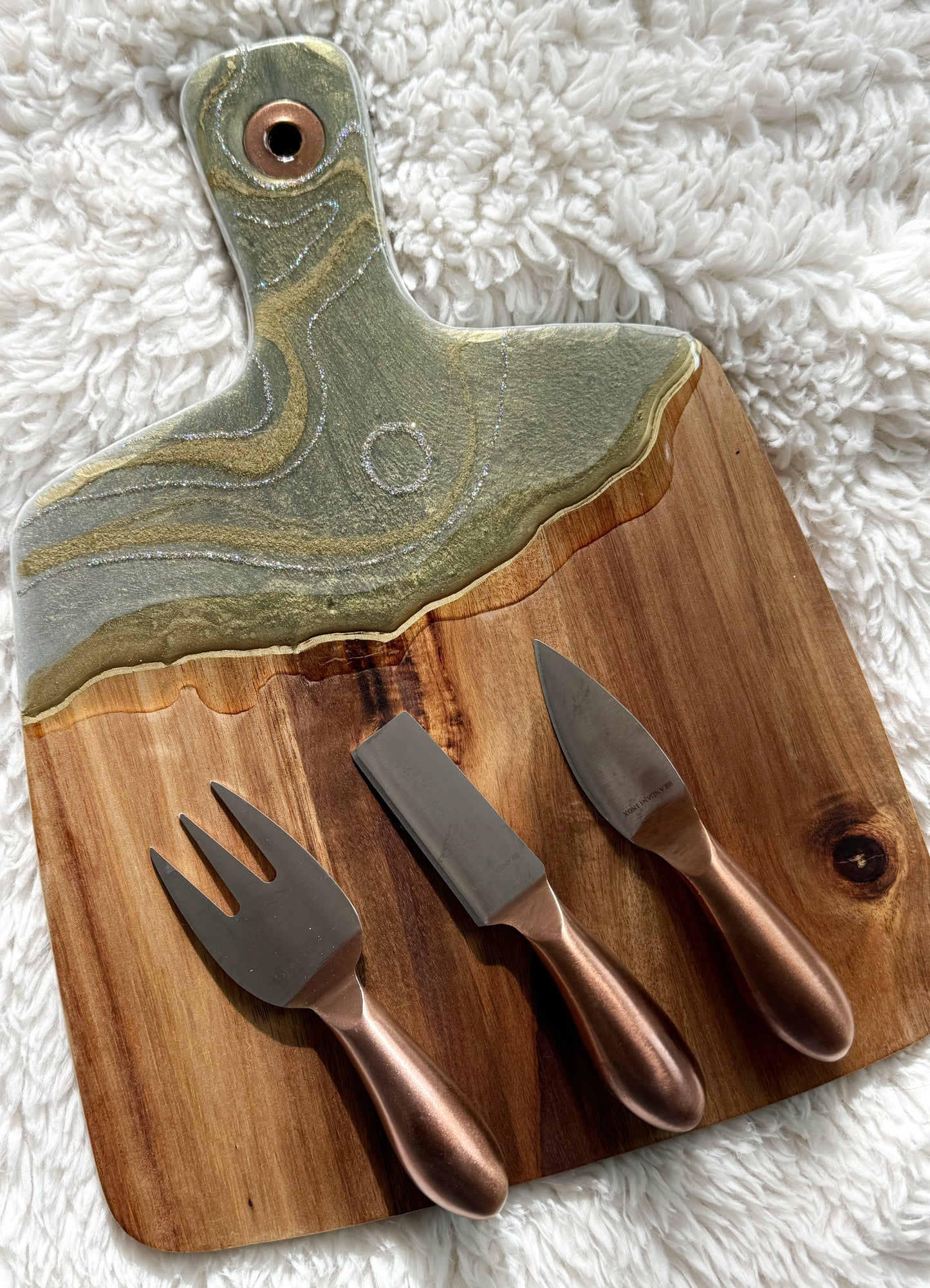 Charcuterie Board with Utensils: "Golden Leaf"