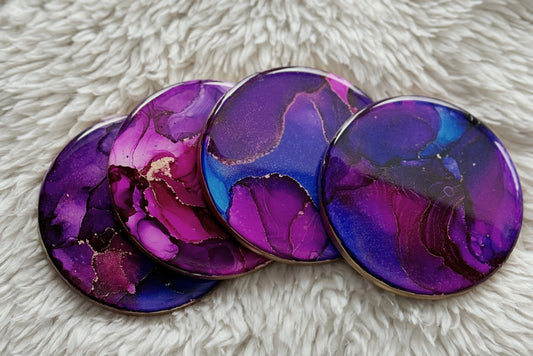 Coasters: Round Magenta, Purple and Blue Coasters