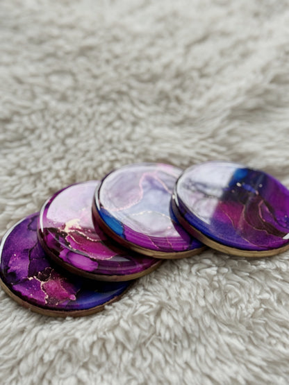 Coasters: Round Magenta, Purple and Blue Coasters