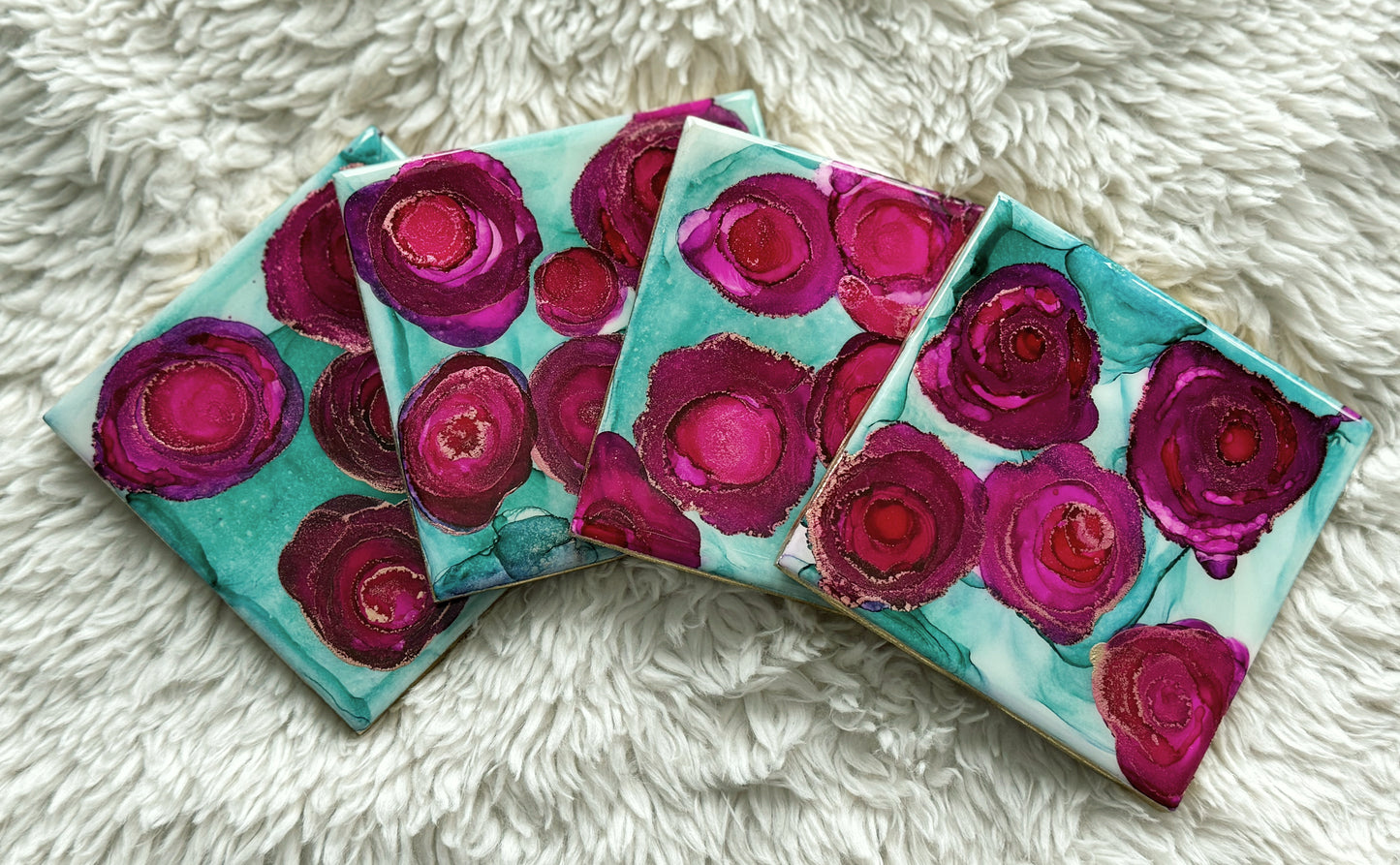 Coasters: Pink Roses