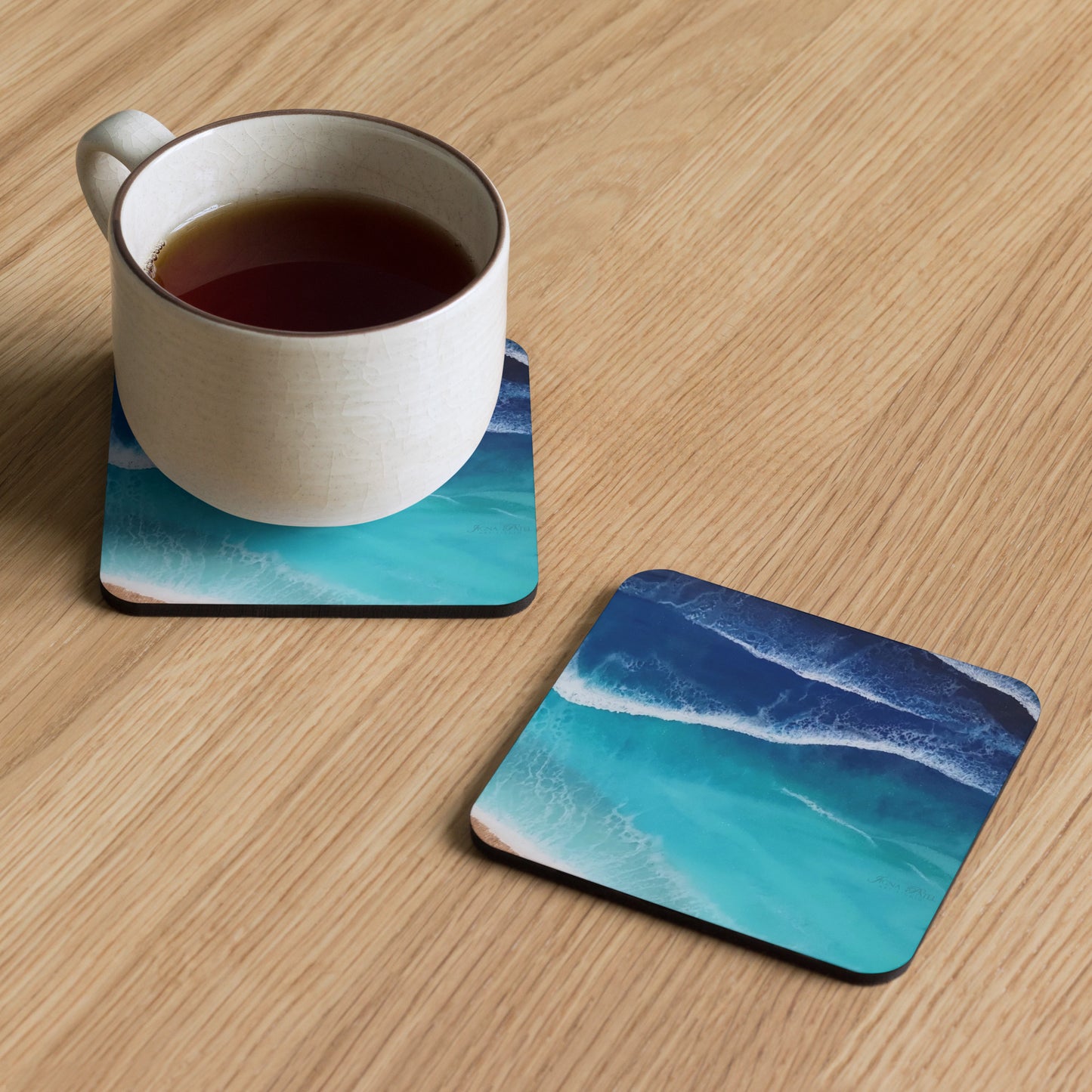 Coasters: "Ocean Waves" Cork-back coaster